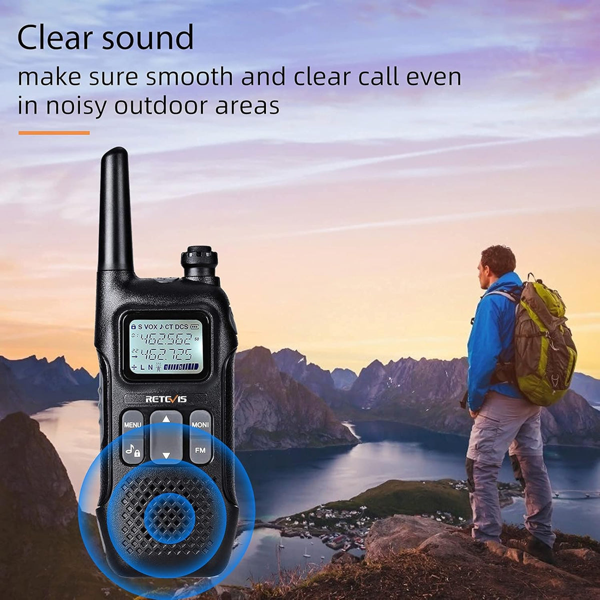 Rechargeable Two Way Radio with Battery and Lanyard, 4 Pack J755