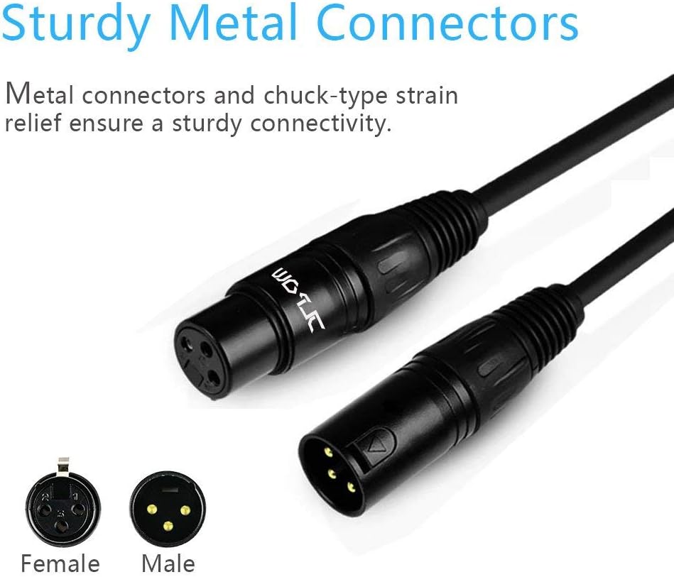 25 ft 3 Pin XLR Male to Female DMX Cable, 4 Pack J221299
