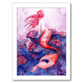 Red Coral Mermaid Black Frame R98588