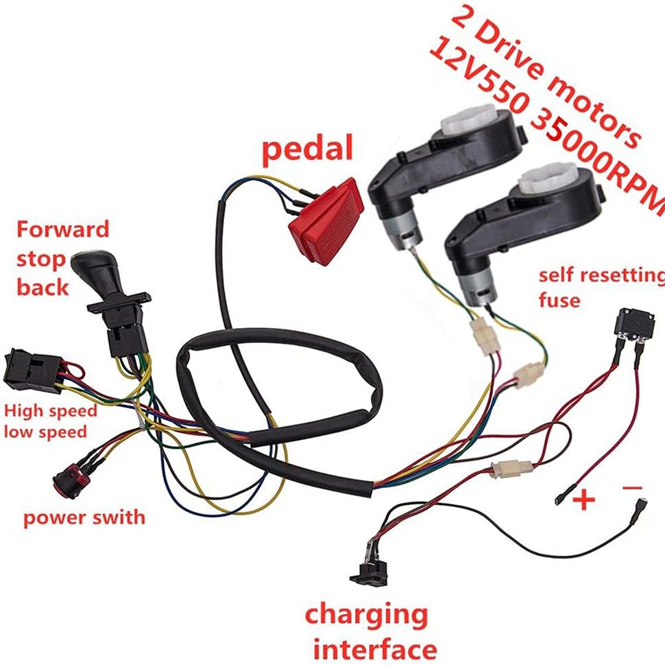 12V Children Electric Car DIY Accessories Wires and Gearbox Pack of 2 I676