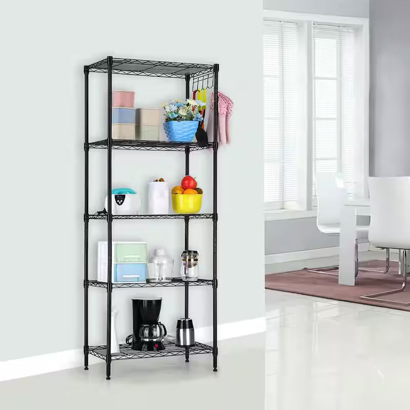 Black 5-Tier Heavy Duty Steel Storage Shelving Unit X322936