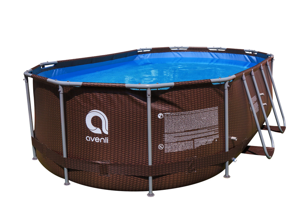 14 ft. Brown Oval Steel Frame Above Ground Swimming Pool V713