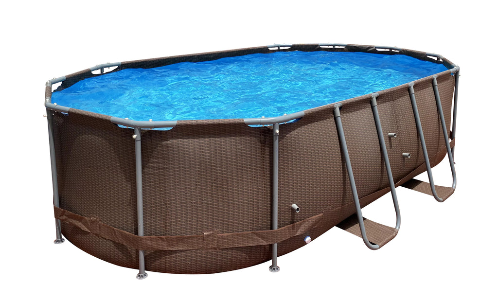 14 ft. Brown Oval Steel Frame Above Ground Swimming Pool V713