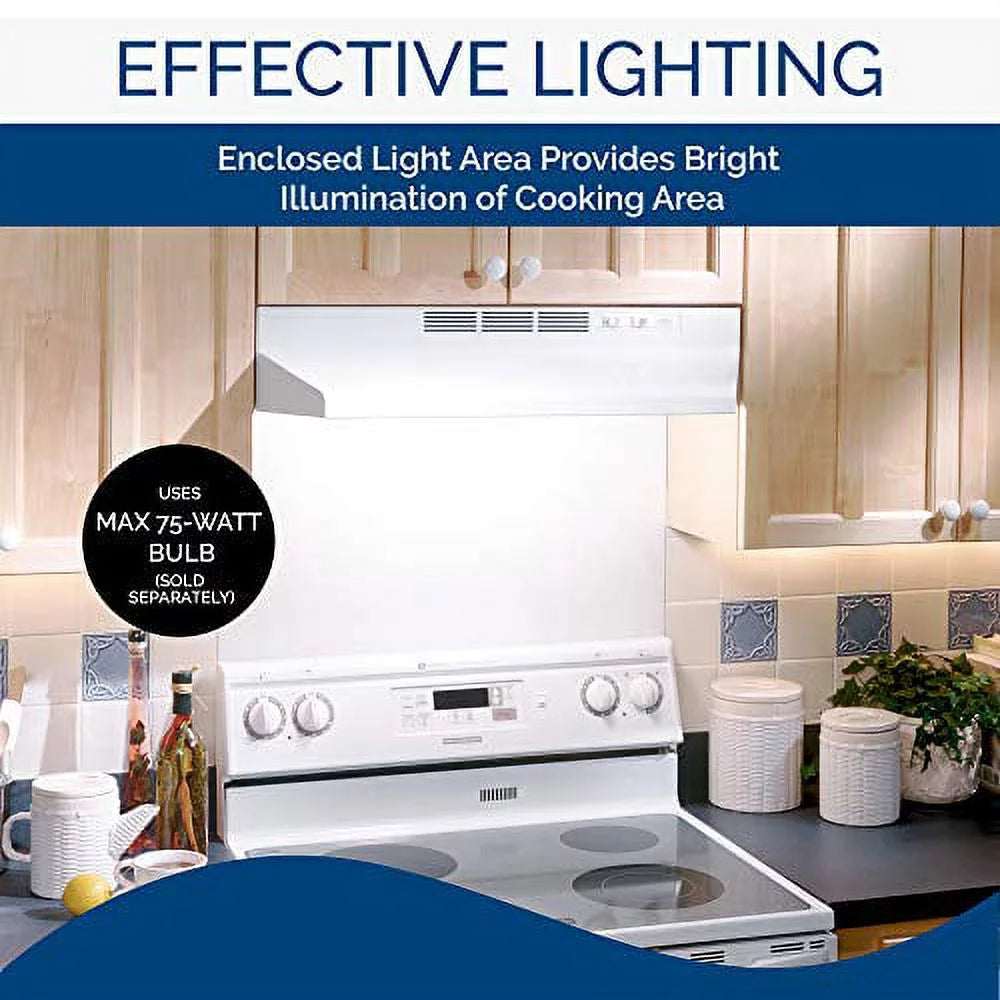 White 30W in. Ventless Under Cabinet Range Hood Q2579