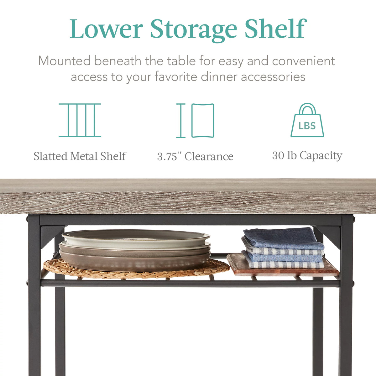 3-Piece Dining Set with Steel Frame and Storage Rack O559011