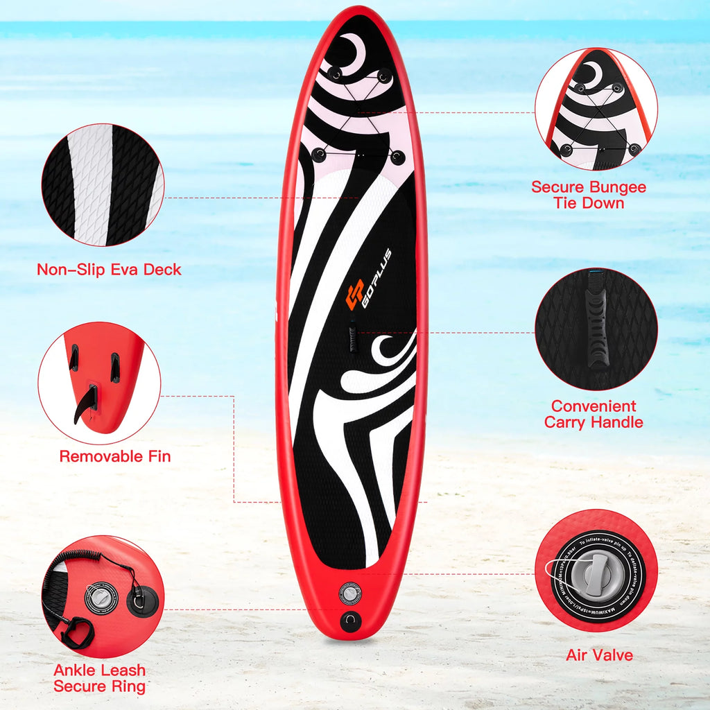 11' Inflatable Stand Up Paddle Board with Bag Paddle Pump Red O103556