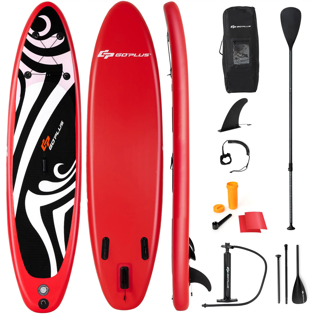 11' Inflatable Stand Up Paddle Board with Bag Paddle Pump Red O103556