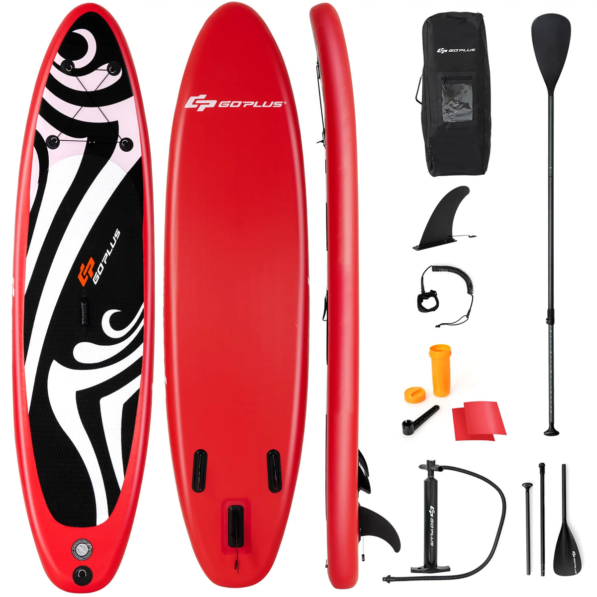11' Inflatable Stand Up Paddle Board with Bag Paddle Pump Red O103556