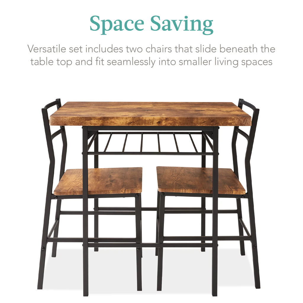 3-Piece Dining Set with Steel Frame and Storage Rack O559011