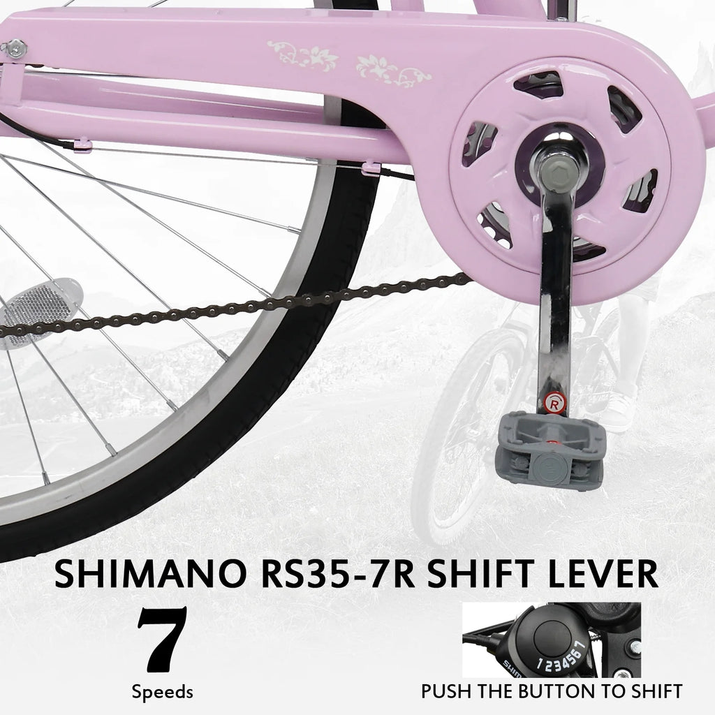 Pink 26in 7 Speed City Bike W7377
