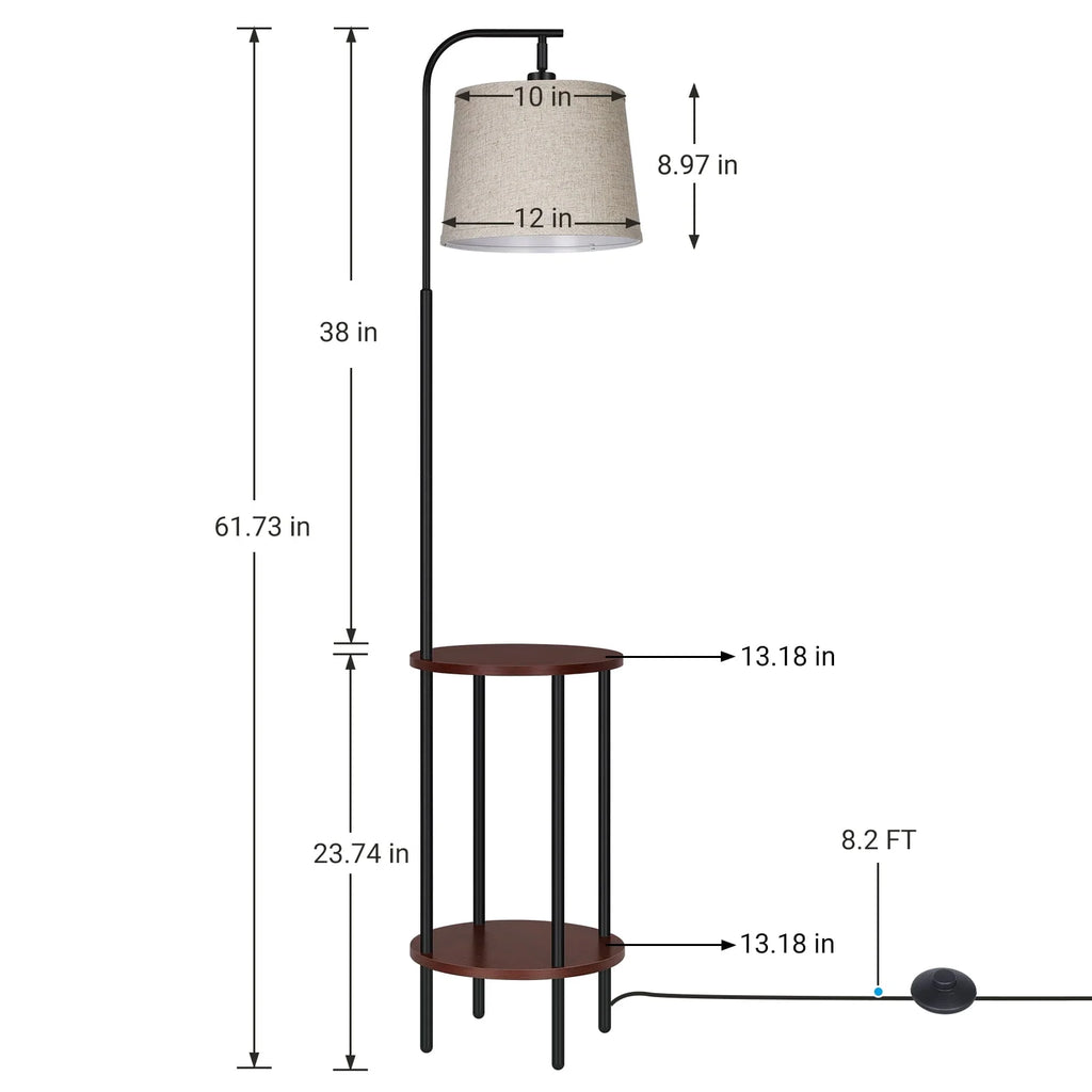 Brown Floor Lamp with Table and Shelves S723048