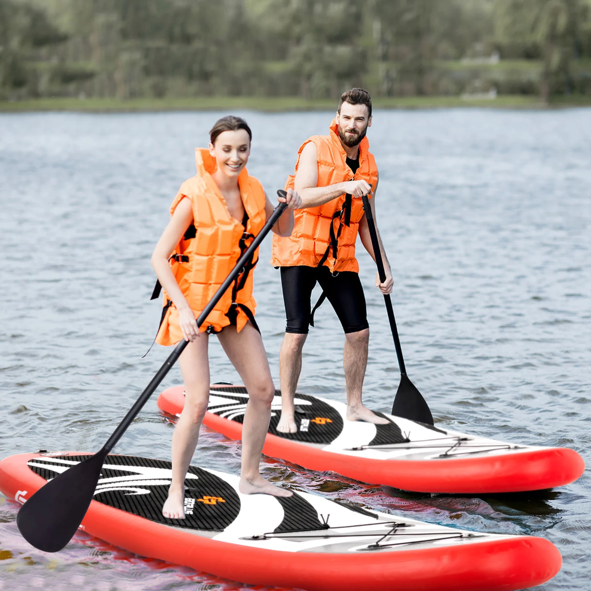 11' Inflatable Stand Up Paddle Board with Bag Paddle Pump Red O103556