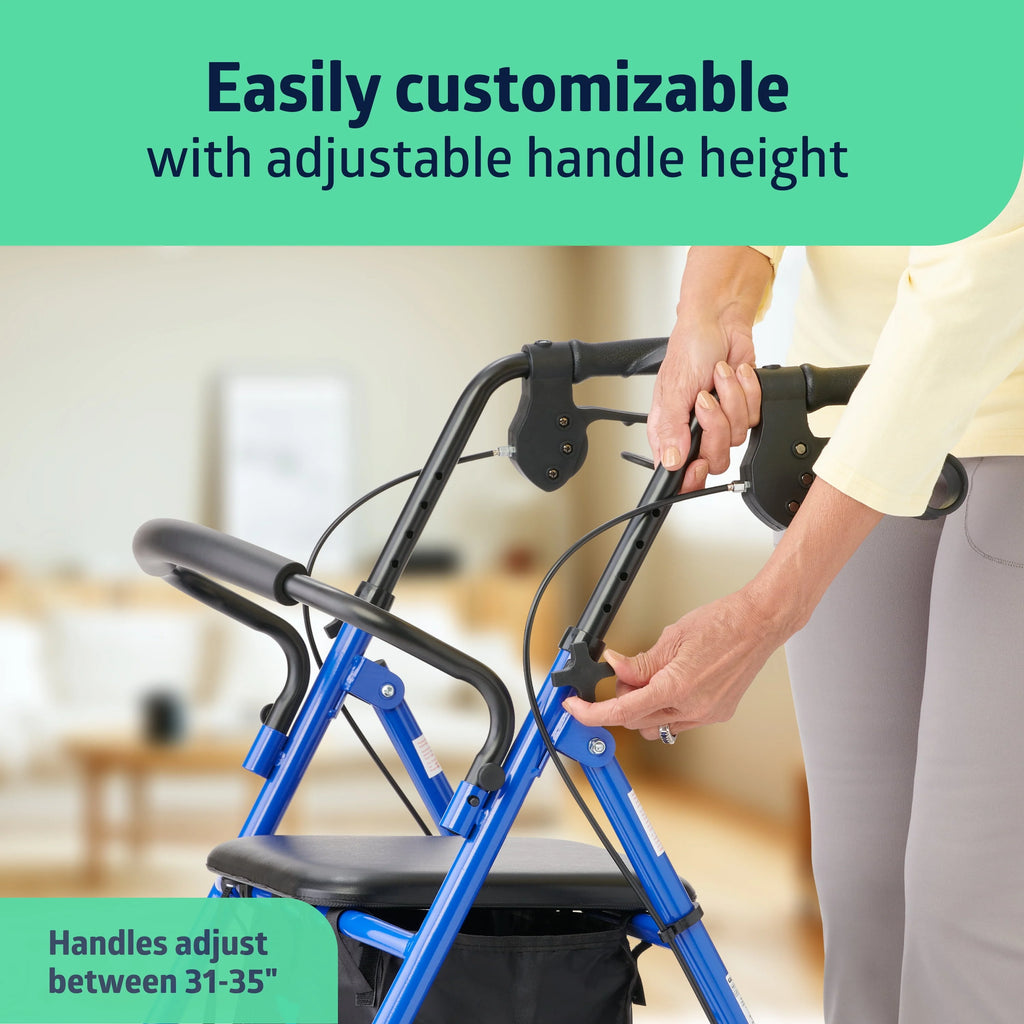 Blue Foldable Steel Rollator Walker Y637192