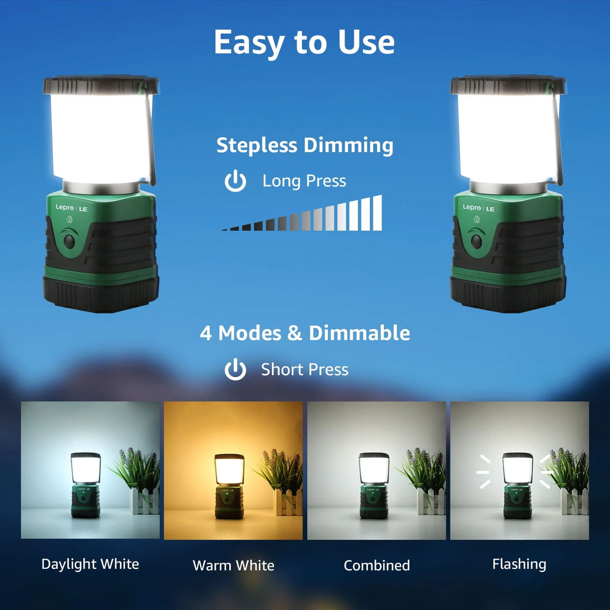 LED Camping Lantern Rechargeable 1000LM 4400mAh S56364