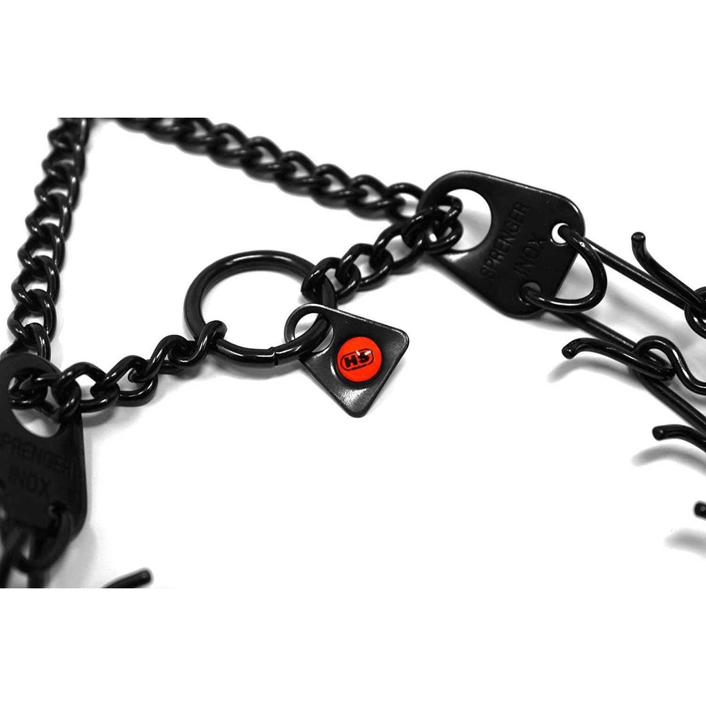 Black Stainless Steel Prong Dog Training Collar with Swivel E6248