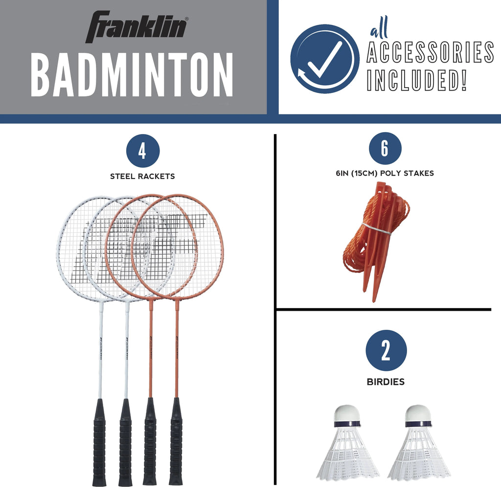 Badminton Net Starter Set with 4 Rackets and 2 Birdies S666