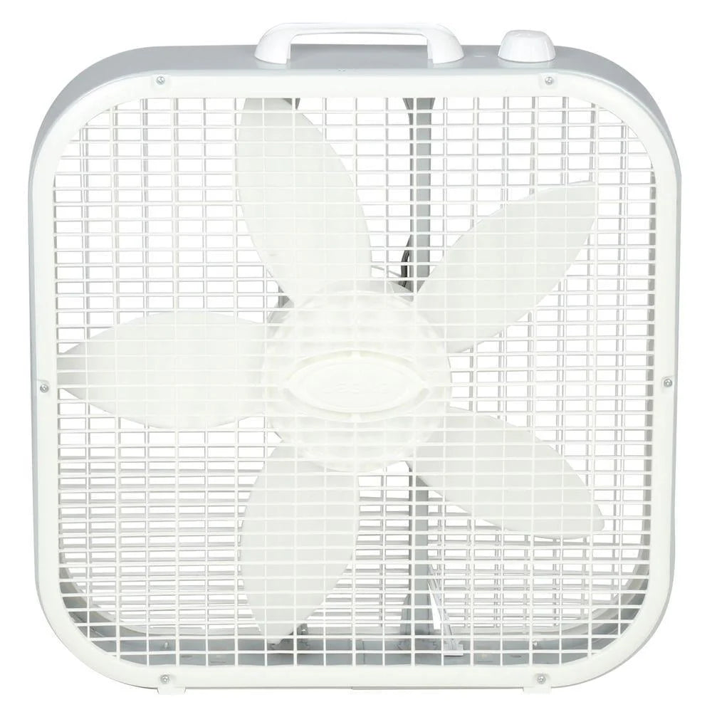 20 in. 3 Speed White Box Fan with Carry Handle B1574