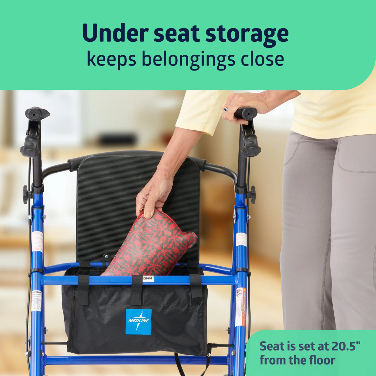 Blue Foldable Steel Rollator Walker Y637192