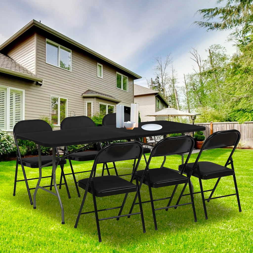6ft Black Portable Plastic Folding Table T134