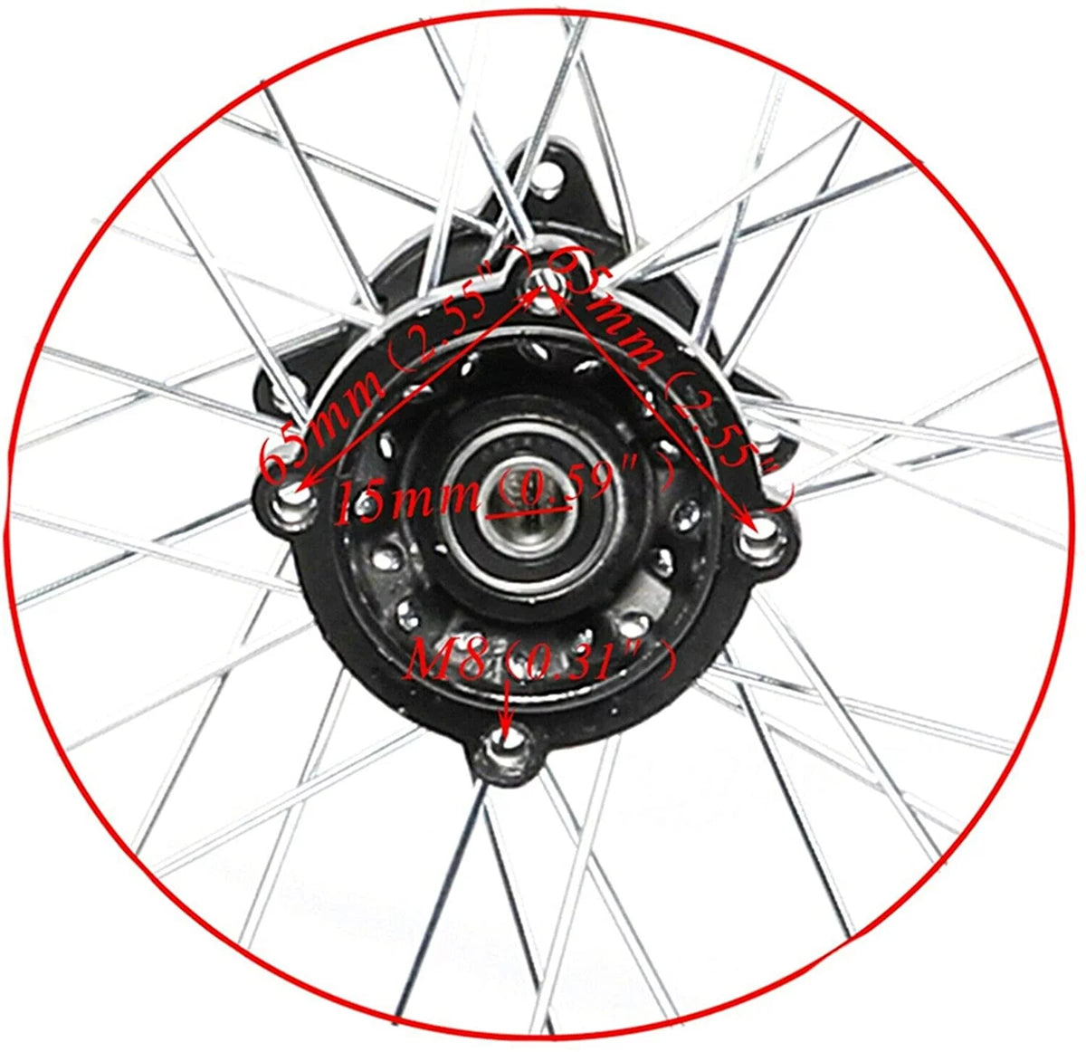 14 90/100-14 Rear Wheel Tire and Rim Inner Tube with 15mm Bearing Z8949