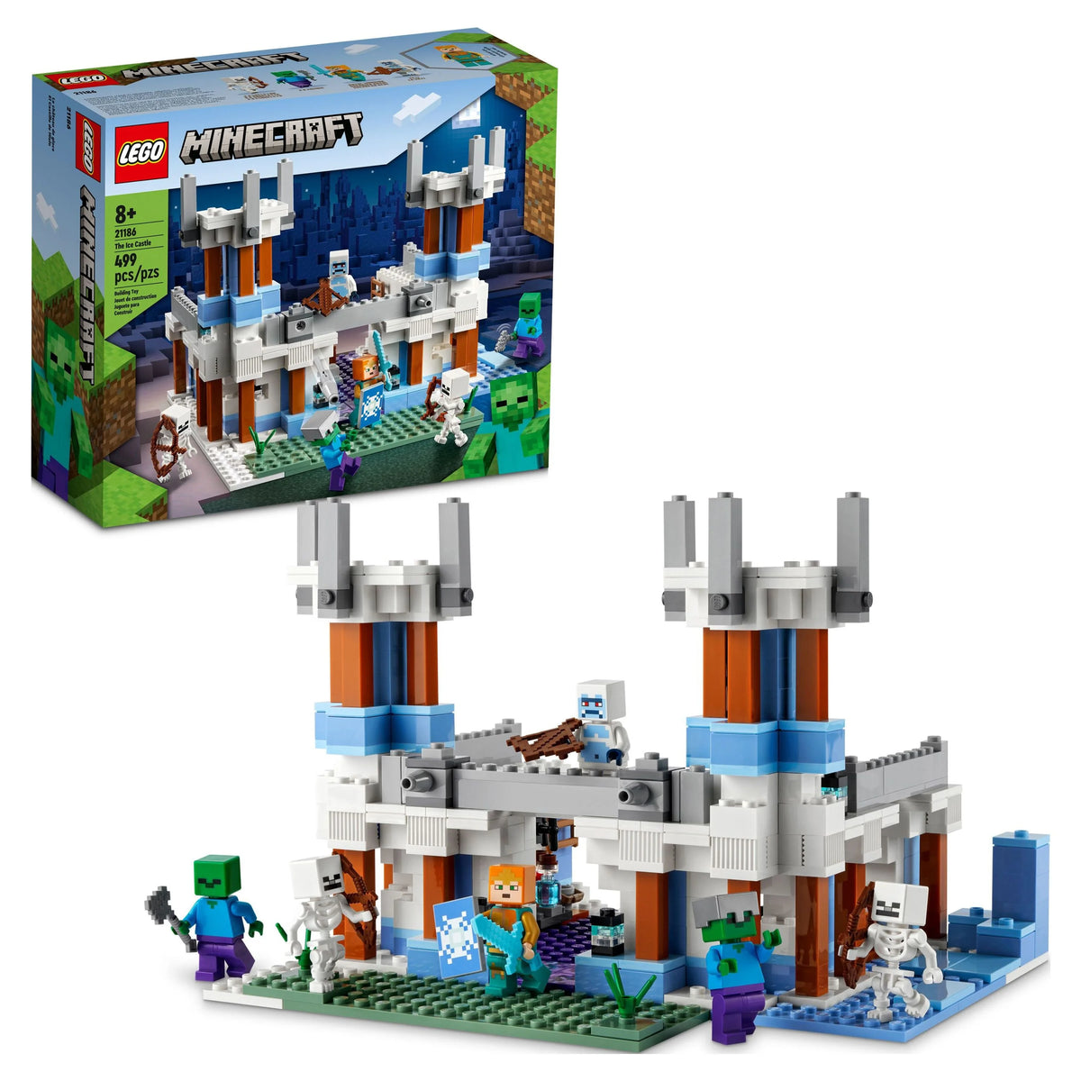 Minecraft Ice Castle Toy with Zombie and Skeleton Figures U343