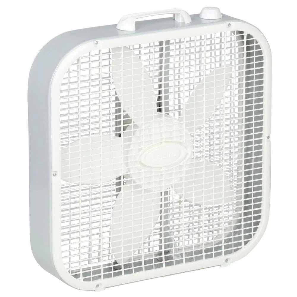 20 in. 3 Speed White Box Fan with Carry Handle B1574