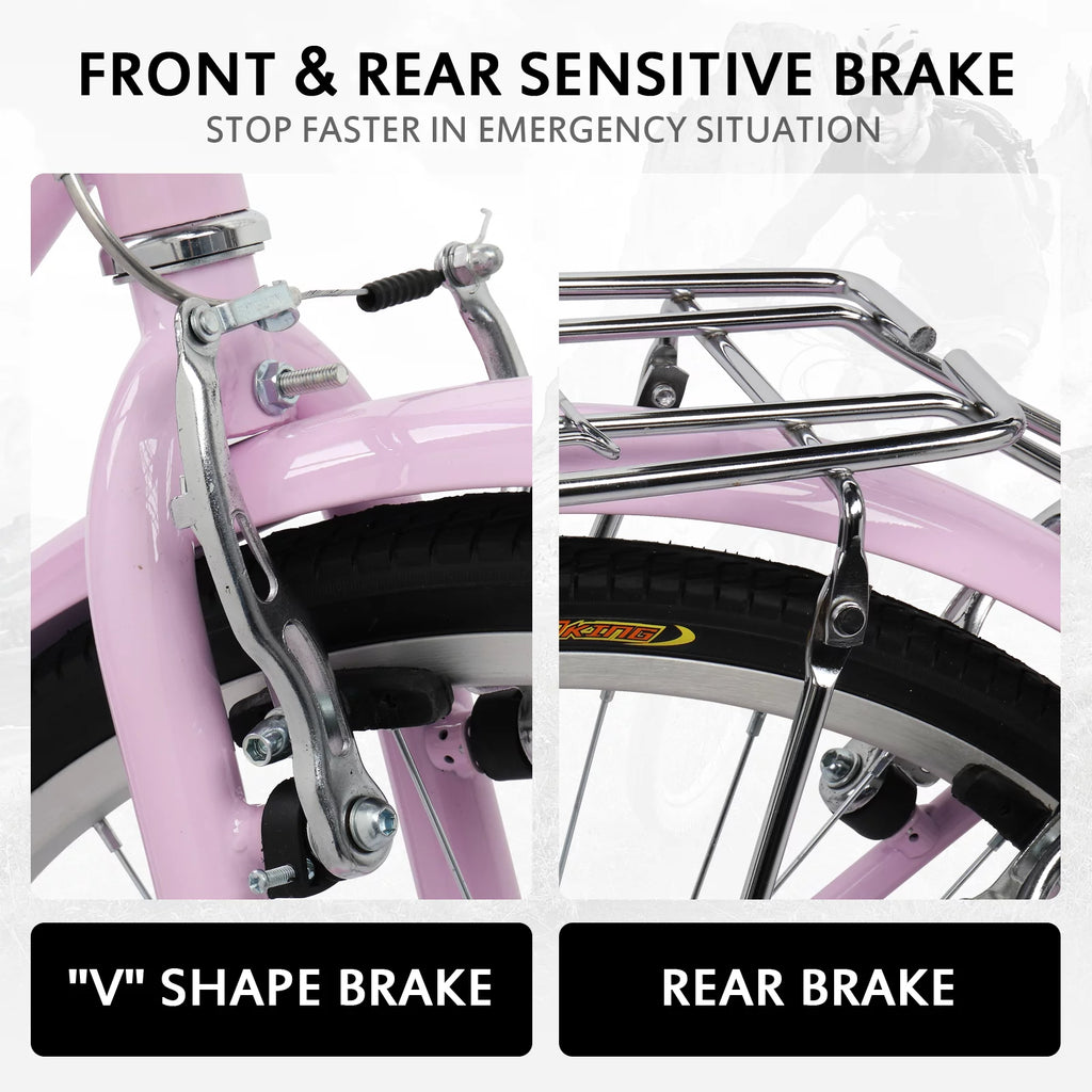 Pink 26in 7 Speed City Bike W7377